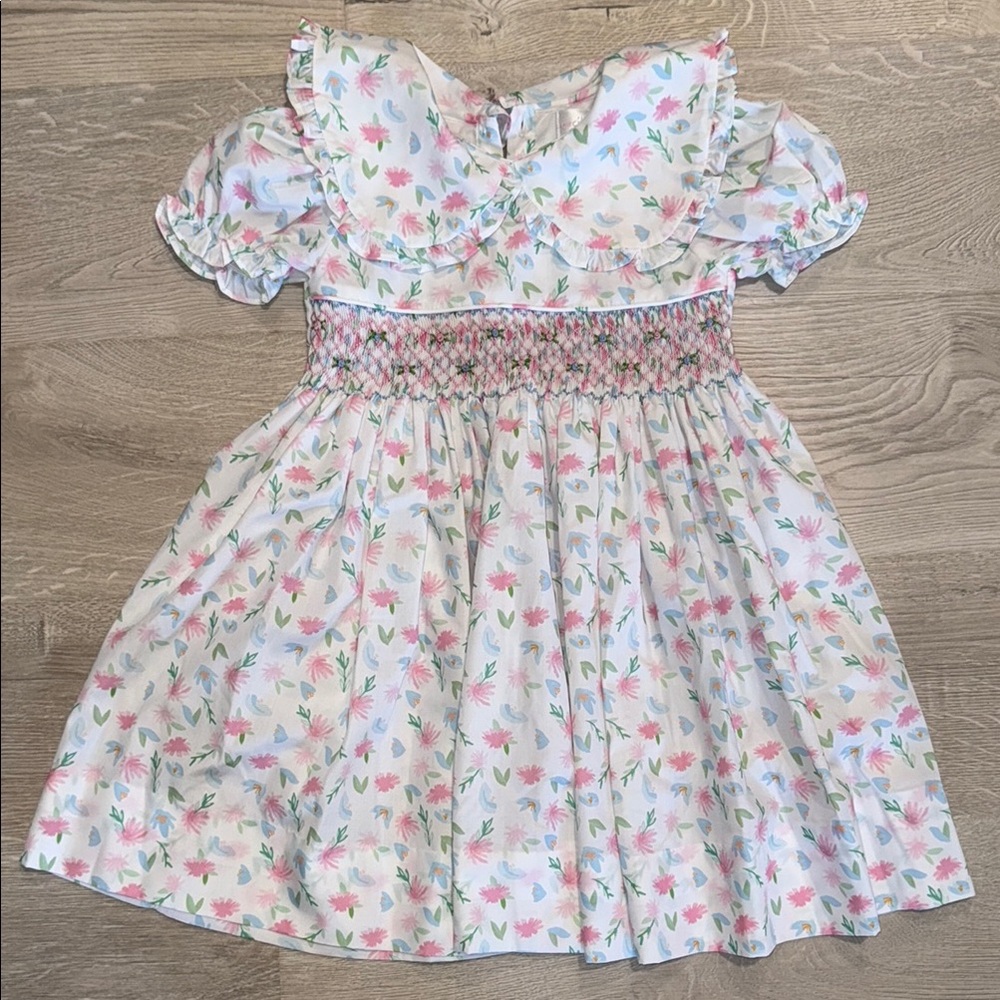 Cecil and Lou Floral Kids Dress with Ruffled Collar